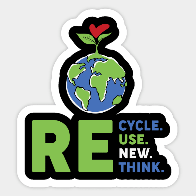 Recycle Reuse Renew Rethink For Earth's Day 2023 Sticker by CesarHerrera